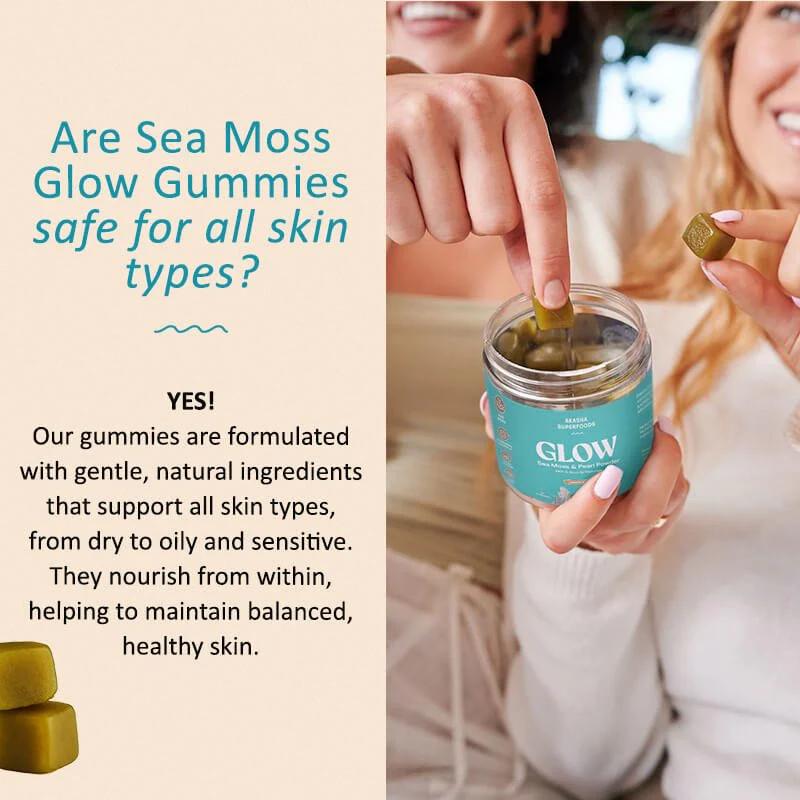 Sea Moss & Pearl Powder Glow Gummies - Supplement for Collagen & Skin - Edible