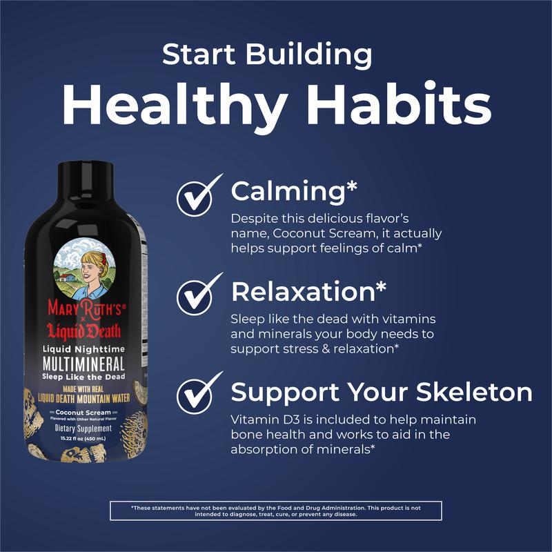 MaryRuth's x Liquid Death Nighttime Multimineral Sleep Supplement