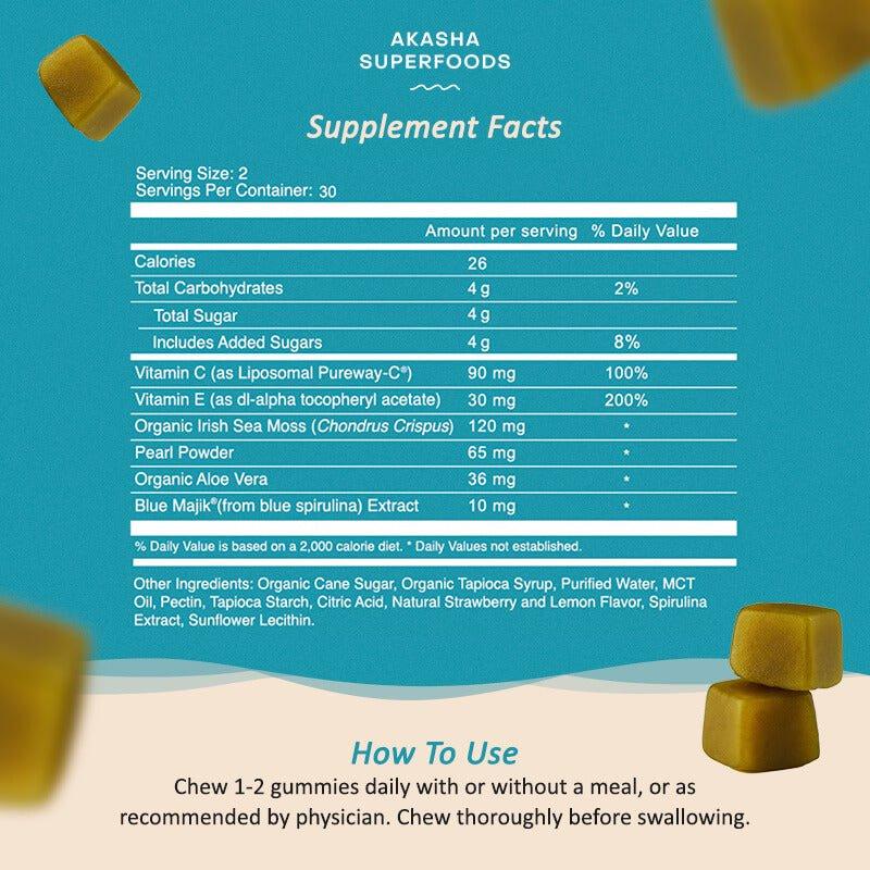 Sea Moss & Pearl Powder Glow Gummies - Supplement for Collagen & Skin - Edible