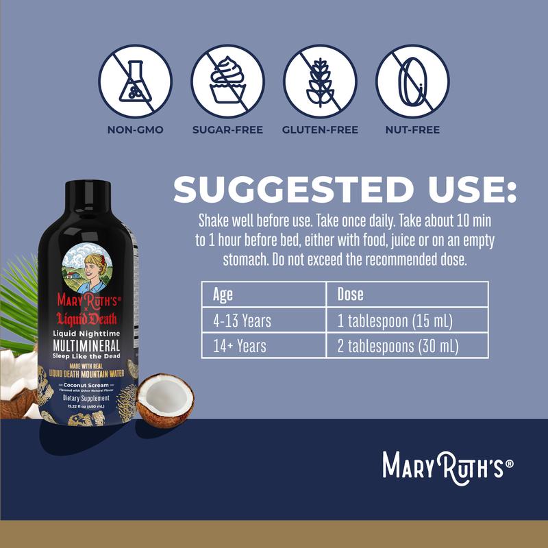 MaryRuth's x Liquid Death Nighttime Multimineral Sleep Supplement