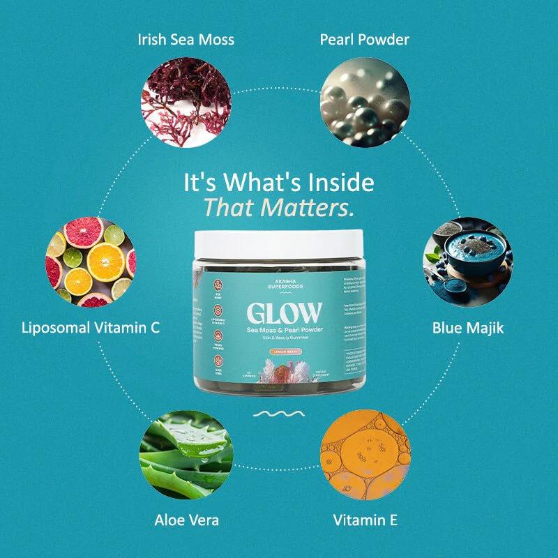 Sea Moss & Pearl Powder Glow Gummies - Supplement for Collagen & Skin - Edible