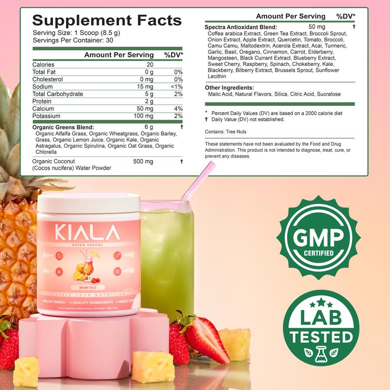 Kiala Nutrition Super Greens, Organic Greens Powder
