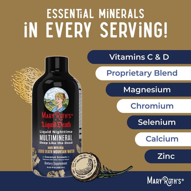 MaryRuth's x Liquid Death Nighttime Multimineral Sleep Supplement