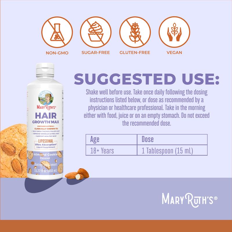 MaryRuth's Hair Growth Max Liposomal - Lustriva + Biotin 10000mcg + Pumpkin Seed Oil