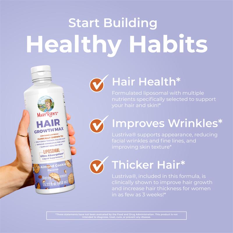 MaryRuth's Hair Growth Max Liposomal - Lustriva + Biotin 10000mcg + Pumpkin Seed Oil