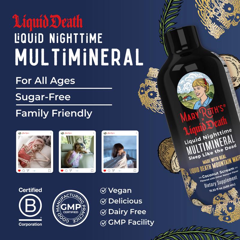 MaryRuth's x Liquid Death Nighttime Multimineral Sleep Supplement