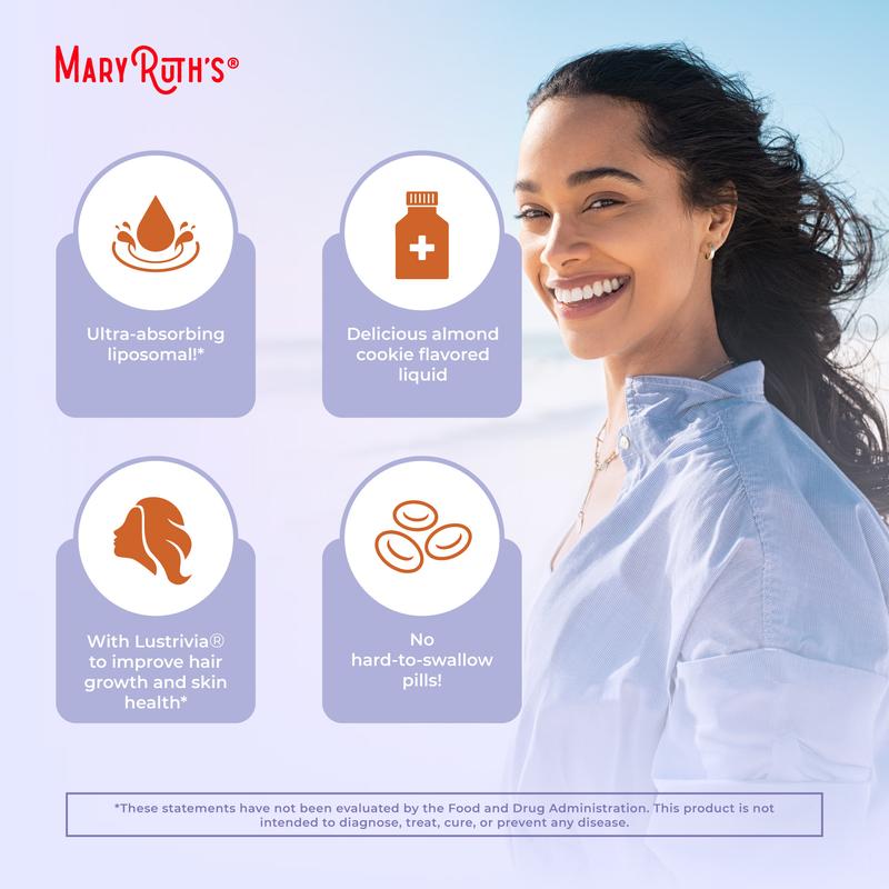 MaryRuth's Hair Growth Max Liposomal - Lustriva + Biotin 10000mcg + Pumpkin Seed Oil