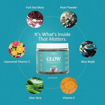 Sea Moss & Pearl Powder Glow Gummies - Supplement for Collagen & Skin - Edible