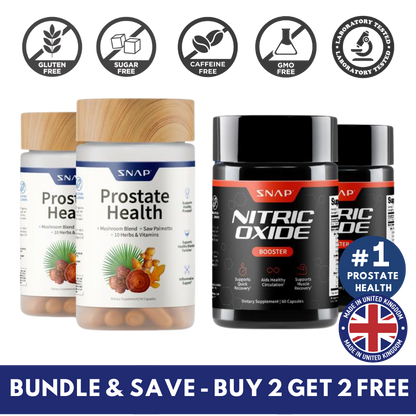 2x Snap Supplements - Nitric Oxide Booster 90ct + Prostate Health Bundle
