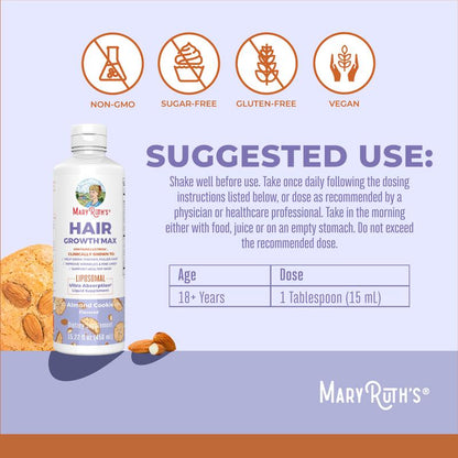 MaryRuth's Hair Growth Max Liposomal - Lustriva + Biotin 10000mcg + Pumpkin Seed Oil