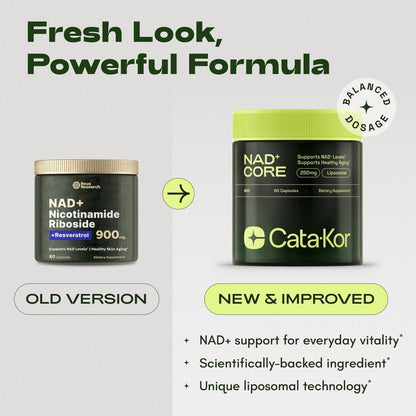 Cata-Kor 250 mg - NAD+ Supplement for Skin Aging Support, Energy, and Focus
