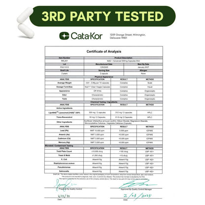Cata-Kor 500 mg - NAD+ Supplement for Skin Aging