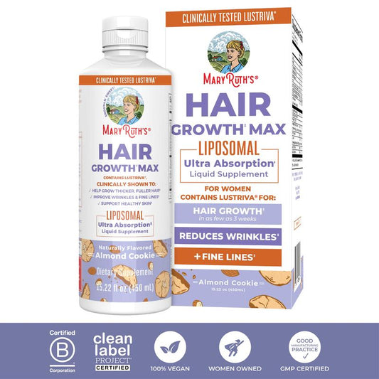MaryRuth's Hair Growth Max Liposomal - Lustriva + Biotin 10000mcg + Pumpkin Seed Oil
